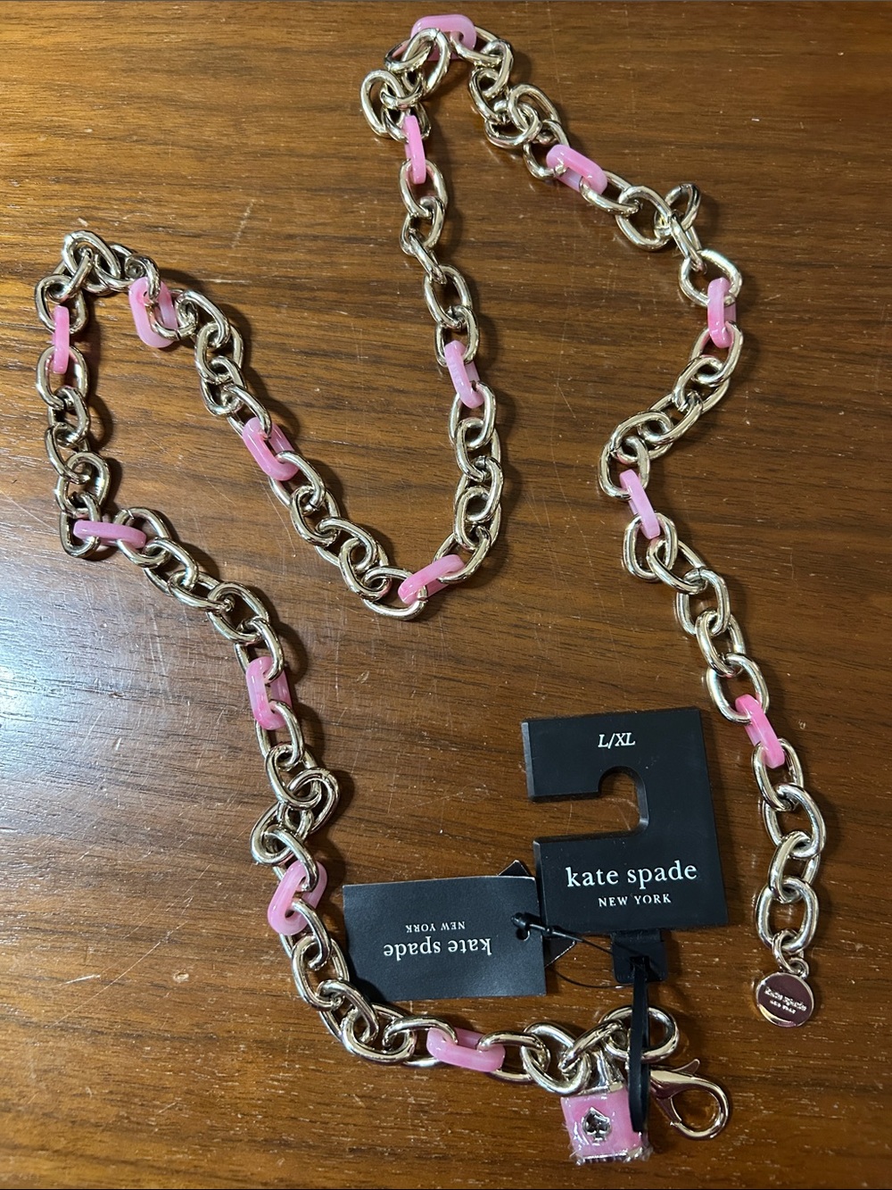 kate spade Gold-Tone Chain Belt with Pink Enamel Links